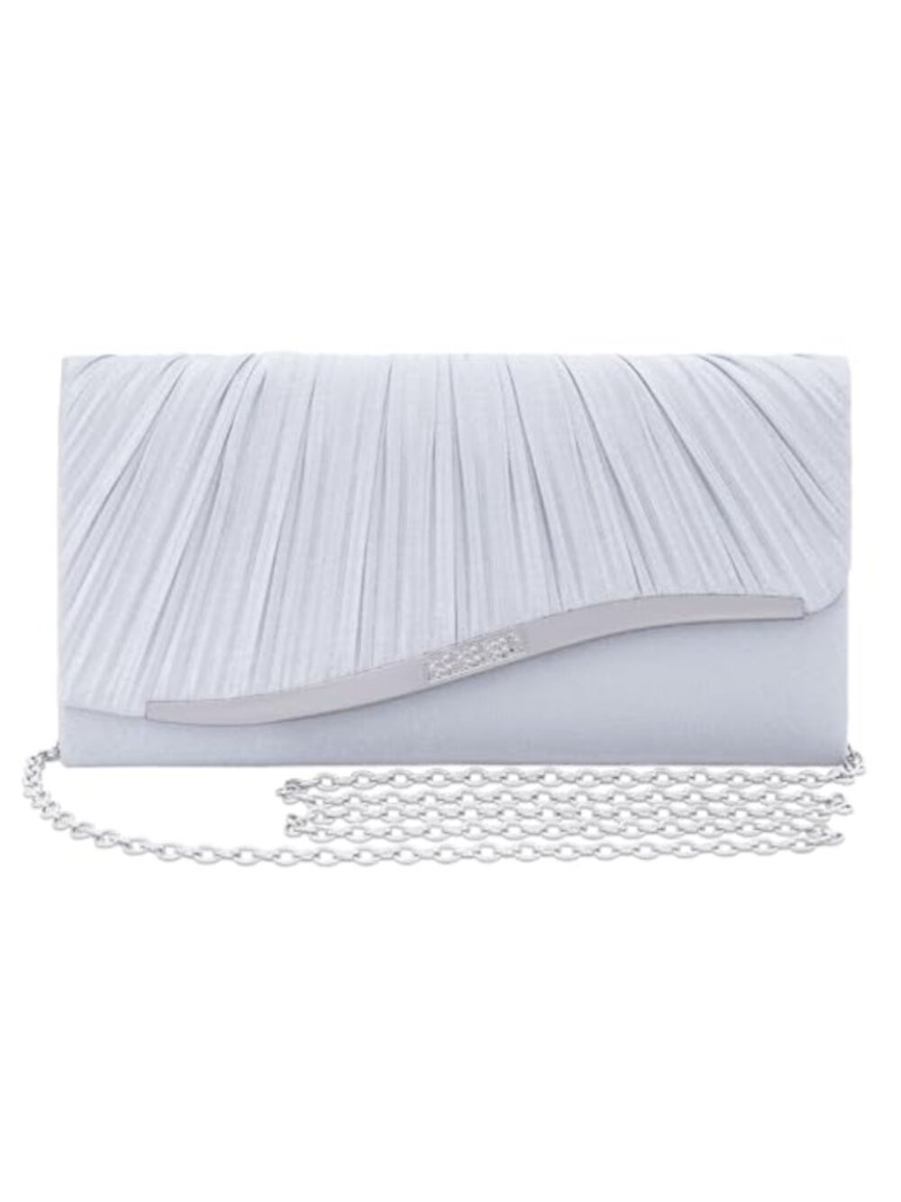 Glitter Finish Evening Clutch Crossbody Bag with Detachable Chain Strap
